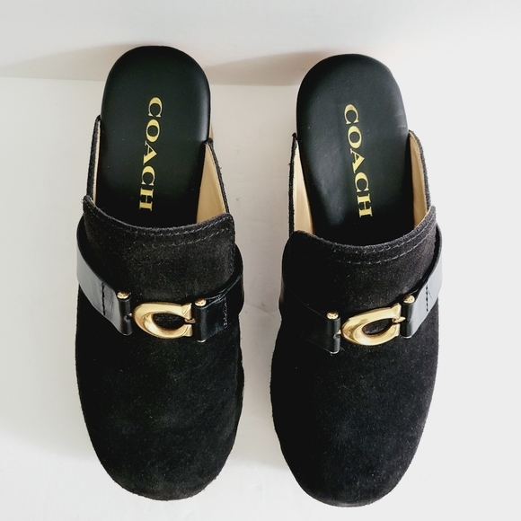 NEW Coach Finlay Blacl Suede Clogs - Picture 1 of 6